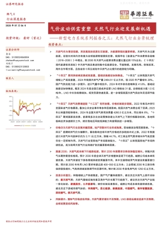 新型电力系统报告3：天然气行业全景梳理