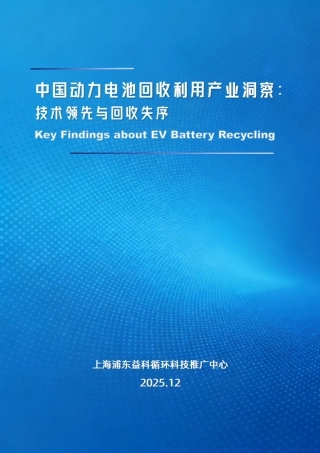 益科循环科技：中国动力电池回收利用产业洞察：技术领先与回收失序