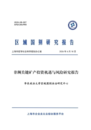 华东政法大学：非洲关键矿产投资机遇与风险研究报告