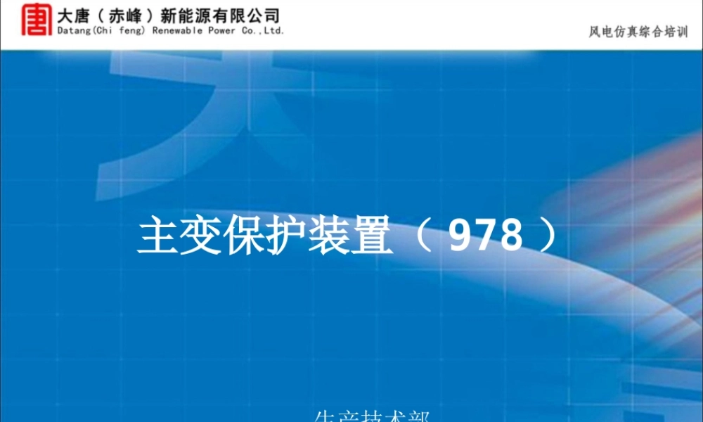 大唐集团 RCS-978E变压器成套保护装置培训手册