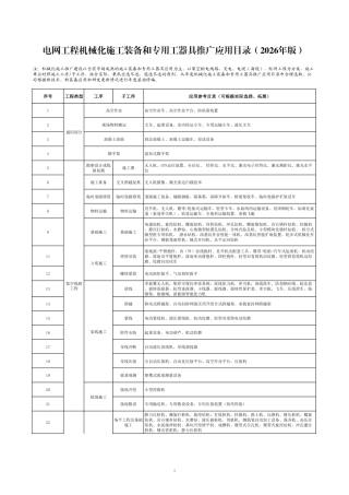 南方电网公司电网工程机械化施工装备和专用工器具推广应用目录（2026年版）