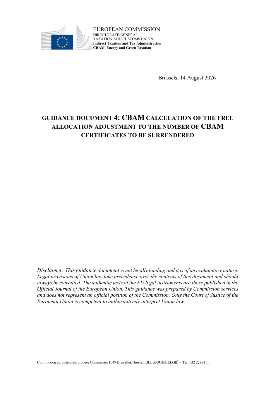 Guidance No. 4 - CBAM calculation of the free allocation adjustment_第1页