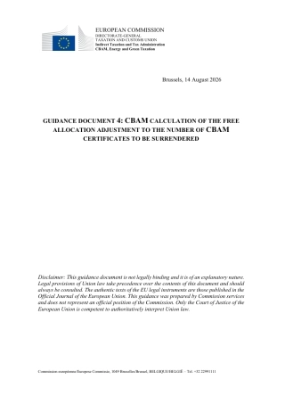 Guidance No. 4 - CBAM calculation of the free allocation adjustment