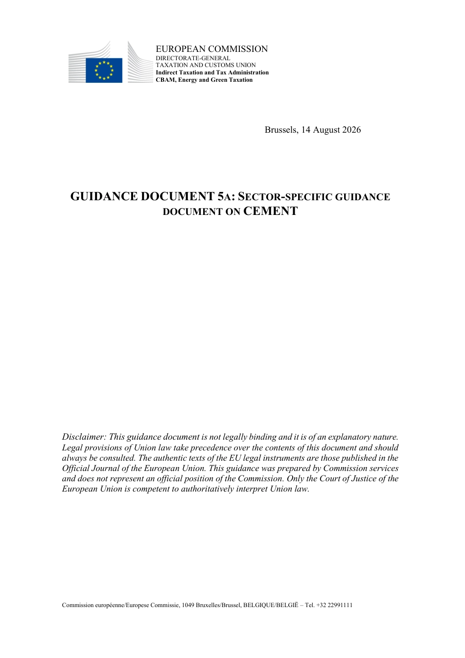Guidance No. 5a - Sector-specific guidance document on cement_第1页