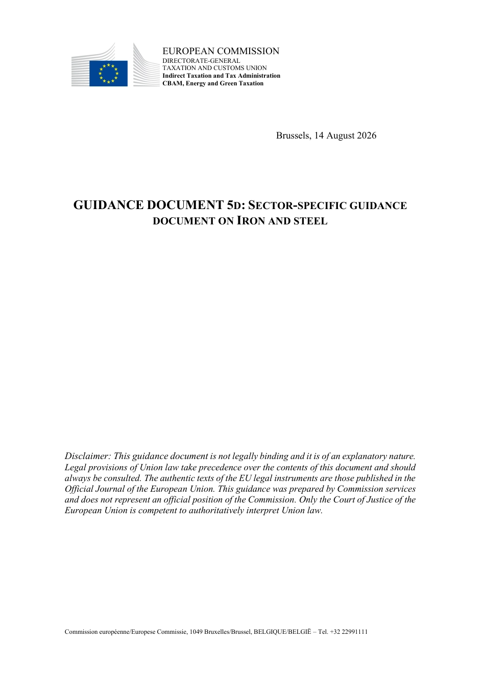 Guidance No. 5d - Sector-specific guidance document on iron and steel_第1页
