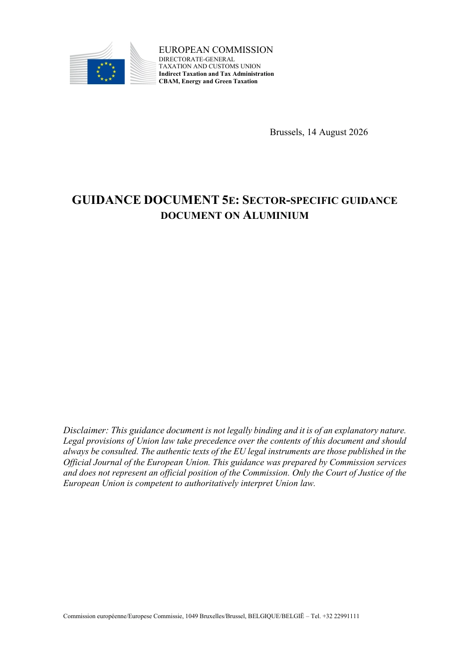 Guidance No. 5e - Sector-specific guidance document on aluminium_第1页