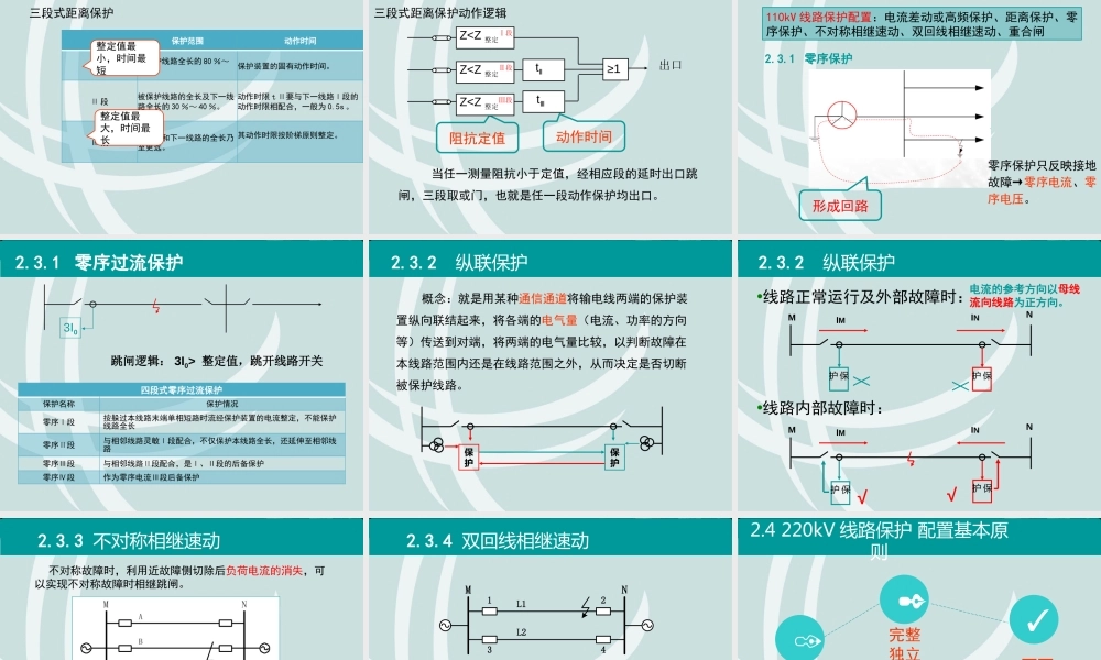 220kV线路保护、主变保护的配置