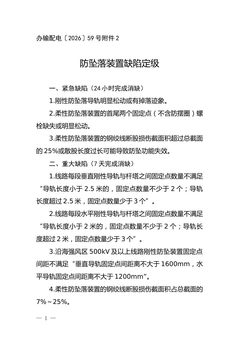 S〔2026〕2870号_办输配电〔2026〕59号_附件2_防坠落装置缺陷定级_第1页