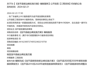 【招标】碳方案-关于为【《连平县碳达峰实施方案》编制服务】公开选取【工程咨询】机构的公告.pdf