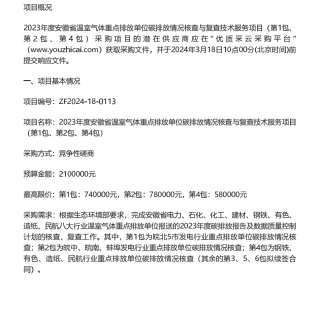 【招标】碳核查210万-2023年度安徽省温室气体重点排放单位碳排放情况核查与复查技术服务项目竞争性磋商公告.pdf