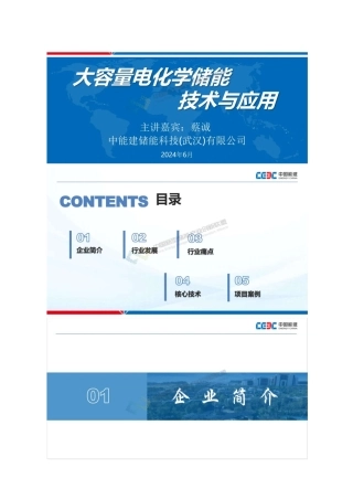 中国能建：大容量电化学储能技术与应用