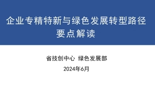 企业专精特新与绿色发展转型路径要点解读-浙江省技创中心
