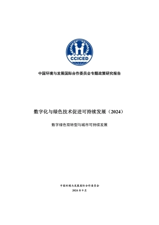 数字化与绿色技术促进可持续发展专题政策研究报告（2024）