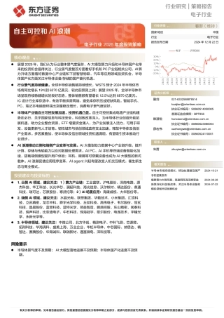 东方证券：电子行业2025年度投资策略：自主可控和AI浪潮