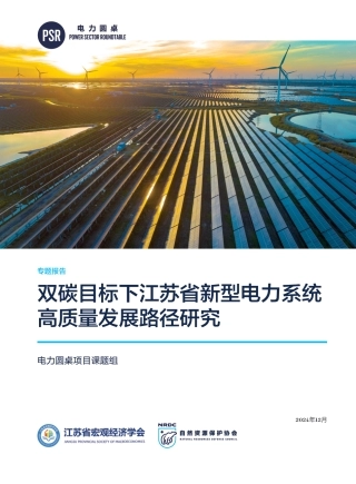 双碳目标下江苏省新型电力系统高质量发展路径研究--电力圆桌
