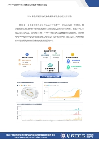 2024年全国碳市场交易数据分析及各季度运行报告