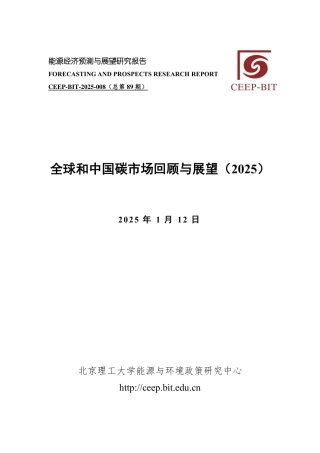 全球和中国碳市场回顾与展望（2025）