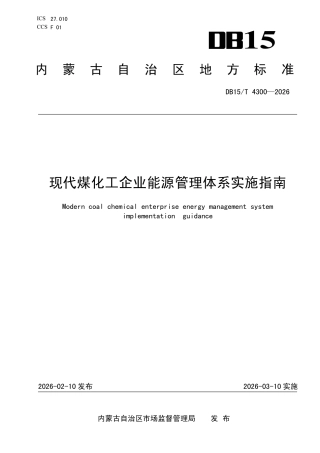 现代煤化工企业能源管理体系实施指南