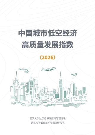 武汉大学：中国城市低空经济高质量发展指数（2026）